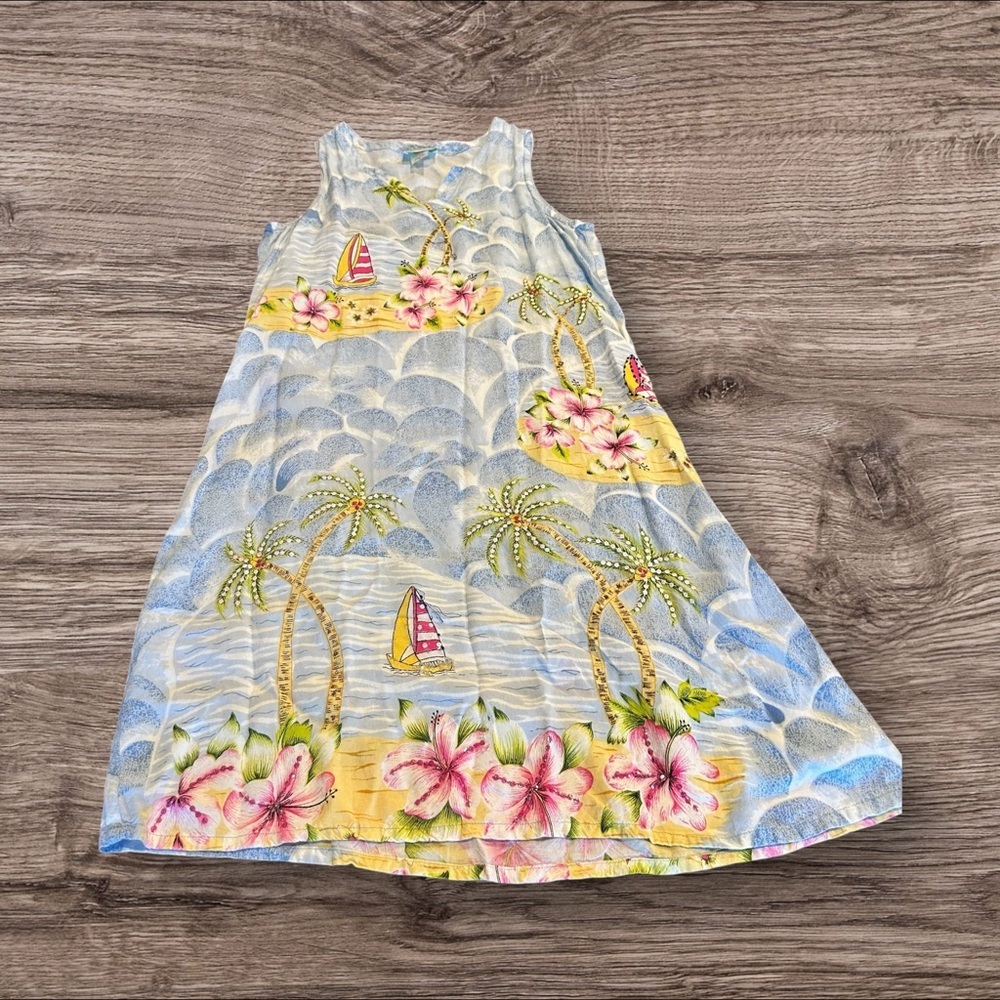 Bamboo Traders Sleeveless Print Tropical Shift Dress Size Medium
